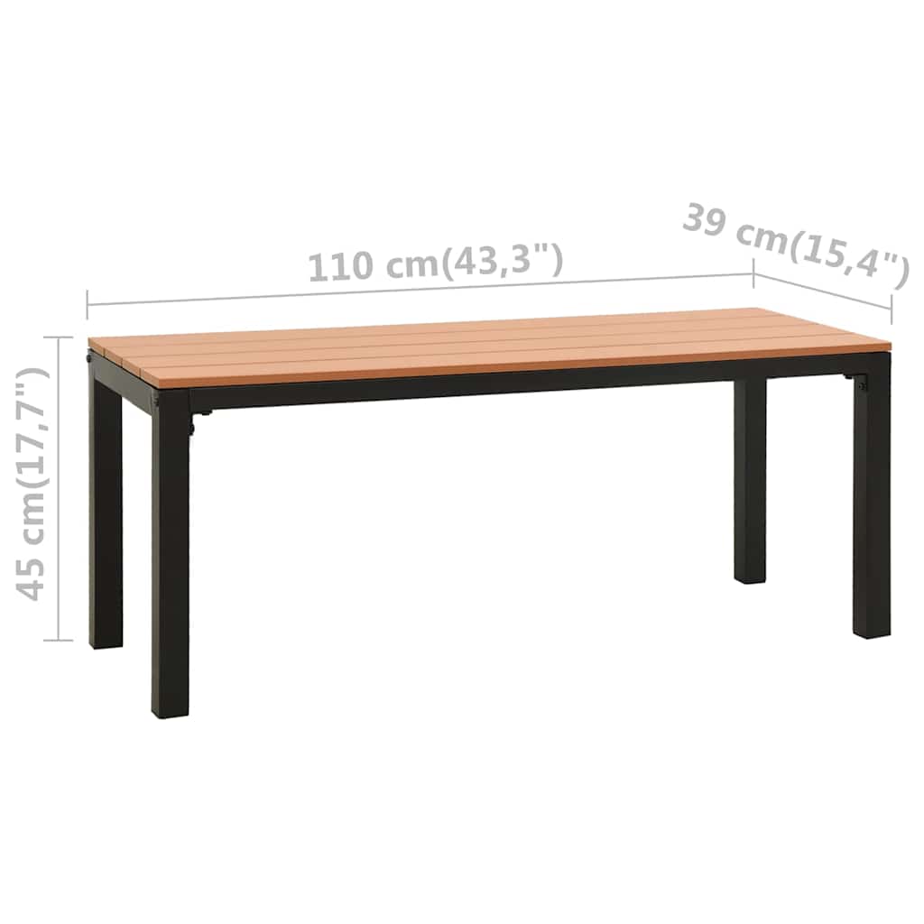 vidaXL Garden Bench 110 cm Steel and WPC Brown and Black
