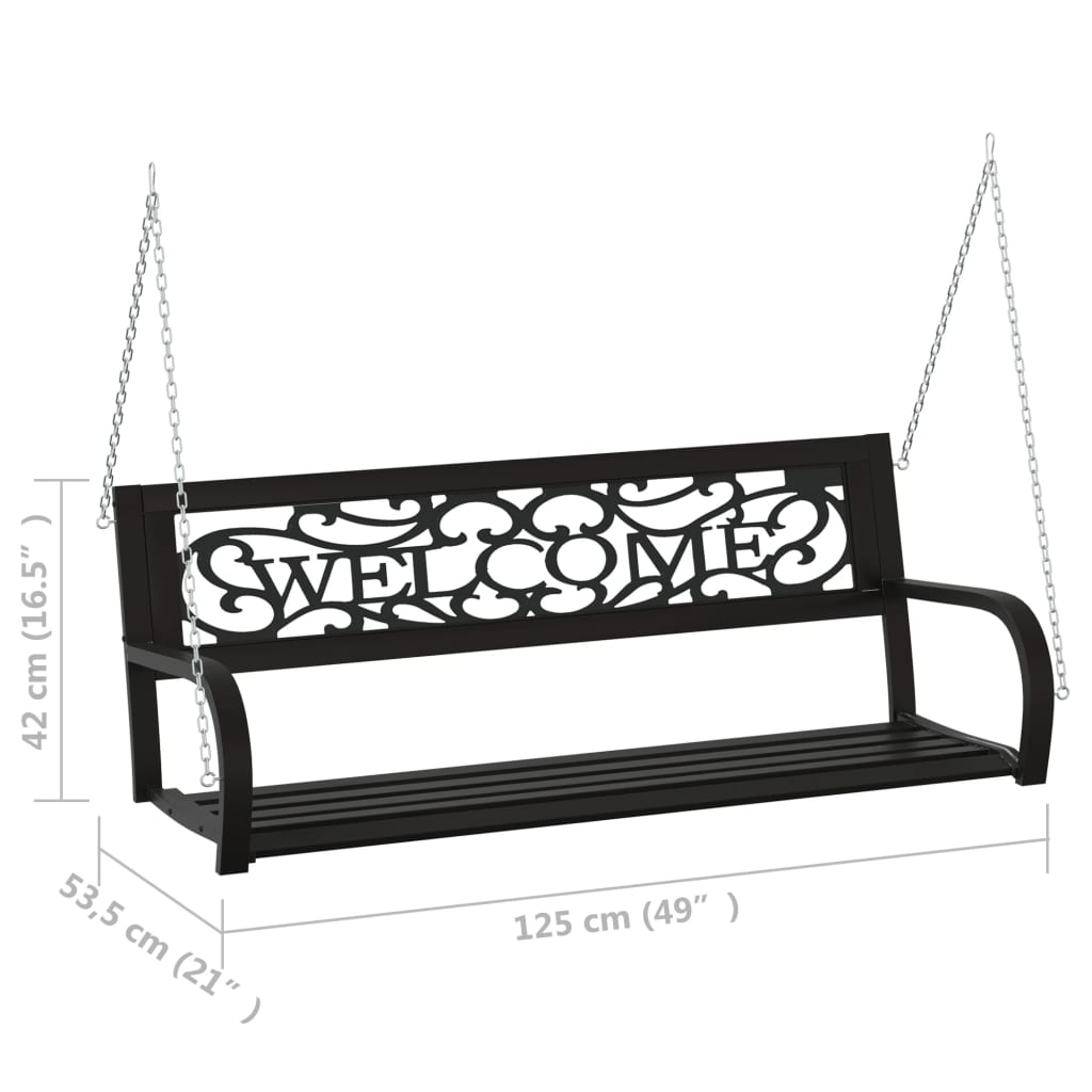 vidaXL Garden Swing Bench | Black | Steel, Plastic | Medium | Hanging mount