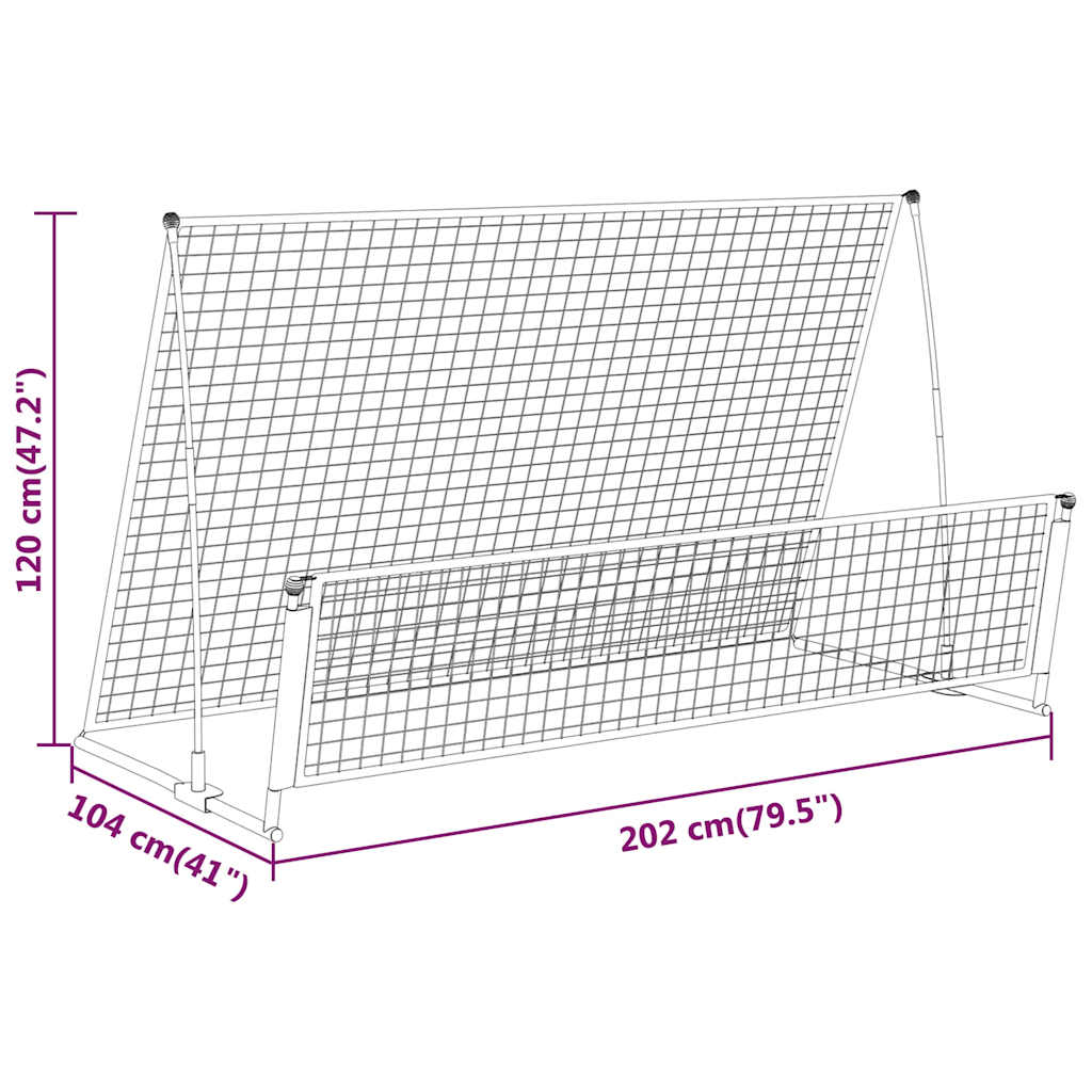 93373 vidaXL 2 in 1 Soccer Rebounder Football Goal 202x104x120 cm Steel
