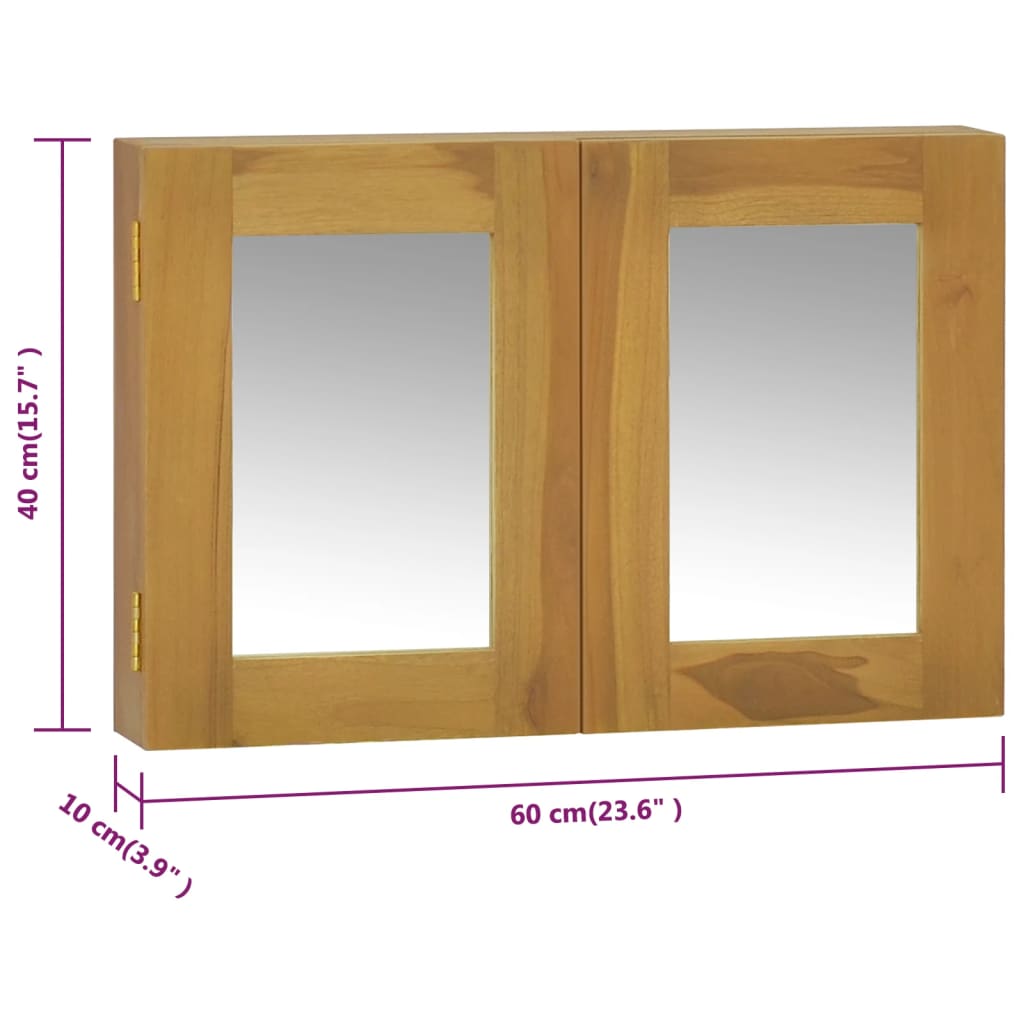 vidaXL Mirror Cabinet 60x10x40 cm Solid Wood Teak