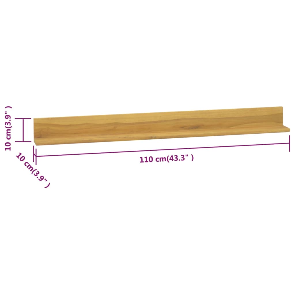 vidaXL Wall Shelf | Natural Teak | Solid teak wood with a natural finish