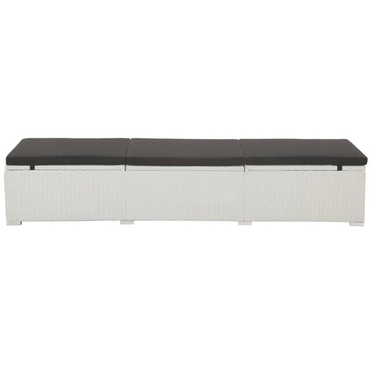 vidaXL Sun Lounger with Black Cushion Poly Rattan White