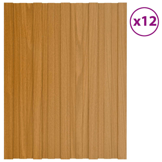 vidaXL Roof Panel 12 pcs Natural 60 x 45 cm Galvanised steel