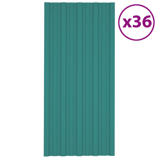 vidaXL Roof Panel 36 pcs Green 100 x 45 cm Galvanised steel