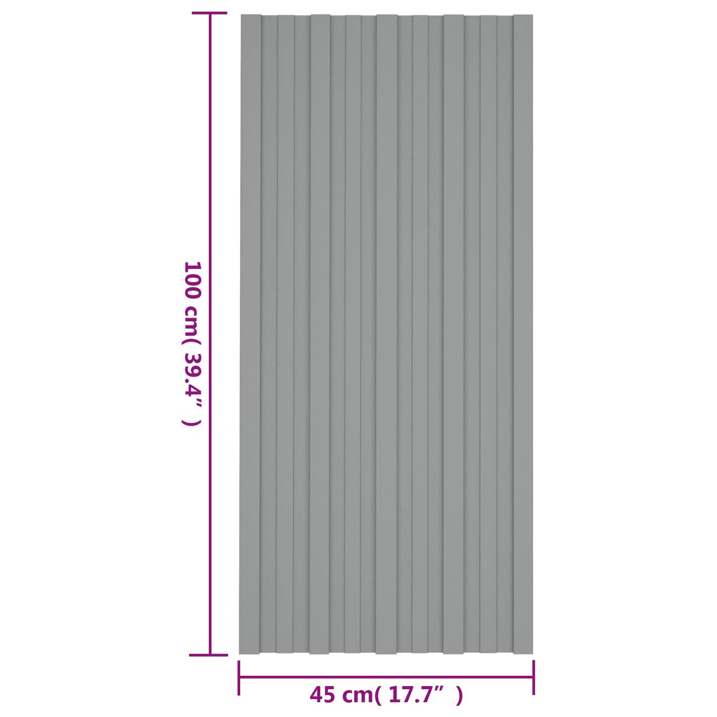 vidaXL Roof Panel 36 pcs Grey 100 x 45 cm Galvanised steel