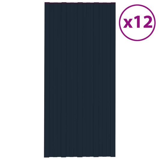 vidaXL Roof Panel 12 pcs Anthracite 100 x 45 cm Galvanised steel