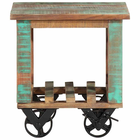 338005 vidaXL Side Table with Wheels 40x40x42 cm Solid Wood Reclaimed