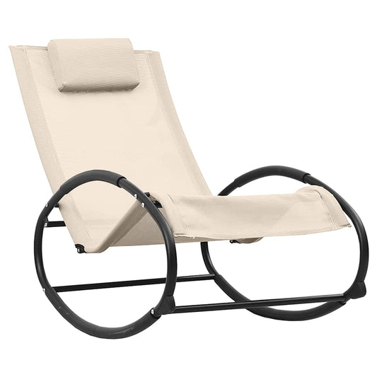 vidaXL Sun Lounger with Pillow Steel and Textilene Cream