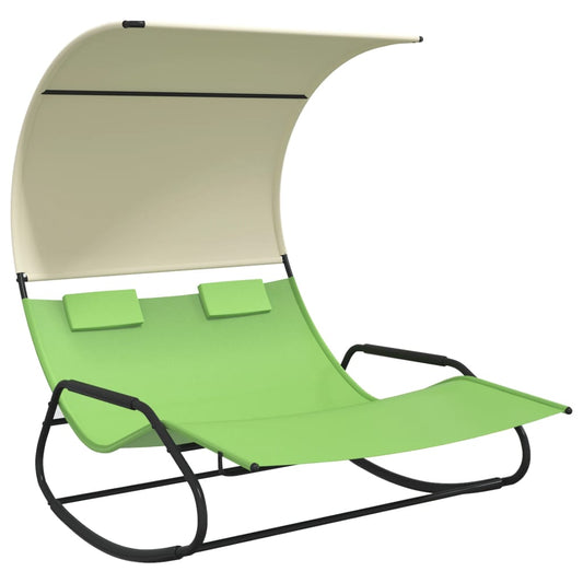 vidaXL Double Sun Lounger | Green and cream