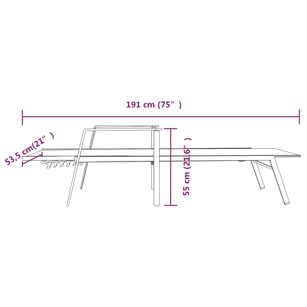 vidaXL Sun Lounger | Cream | Steel, Textilene | 191 x 61 x 97.5 cm