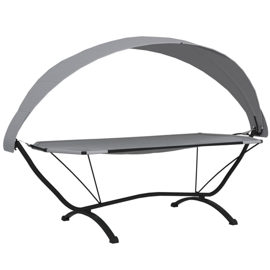 vidaXL Outdoor Lounge Bed with Canopy Grey Steel and Oxford Fabric