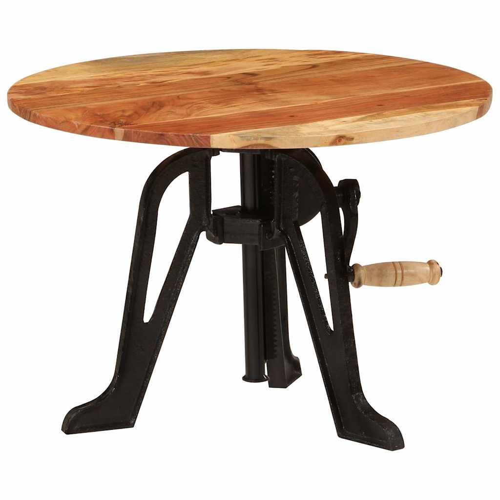 vidaXL Side Table 60x cm Solid Wood Acacia and Cast Iron