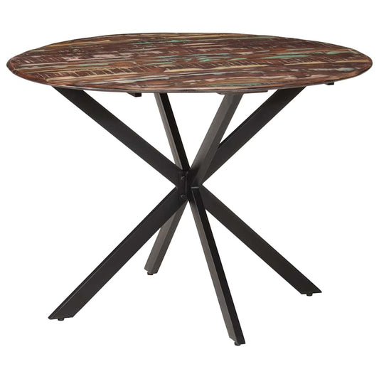 vidaXL Dining Table Ø110x78 cm Solid Wood Reclaimed and Steel