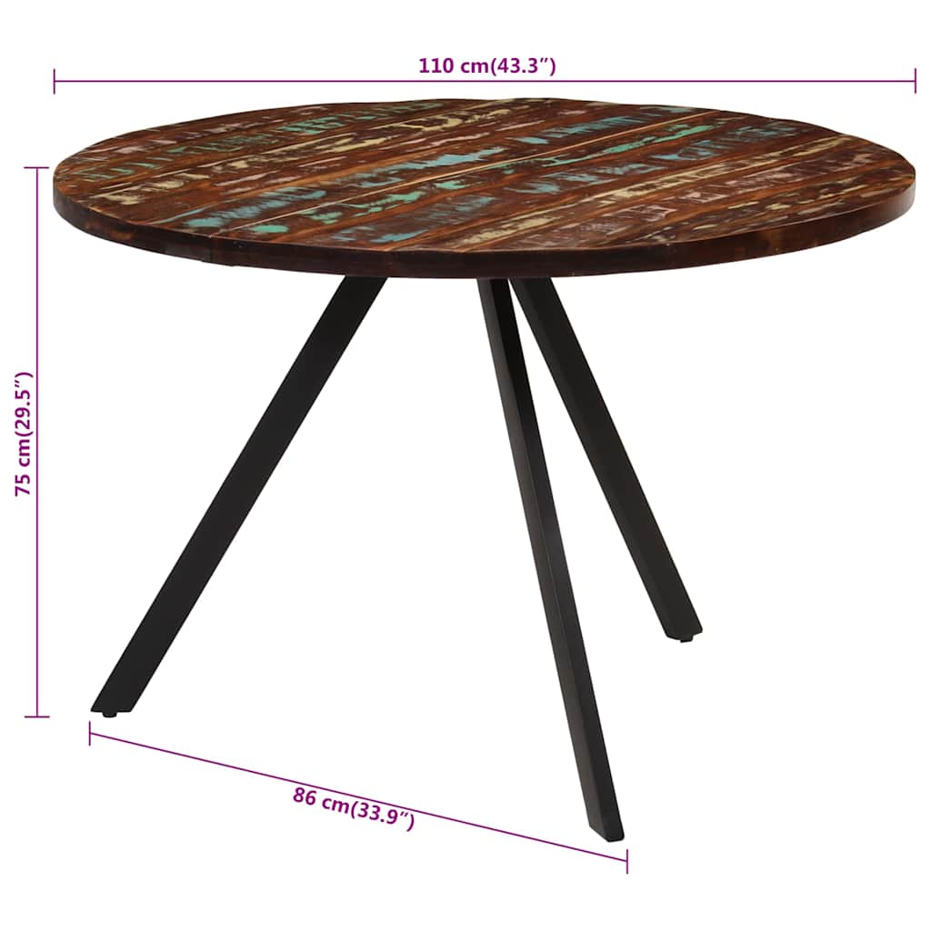 vidaXL Dining Table 110x75 cm Solid Wood Reclaimed