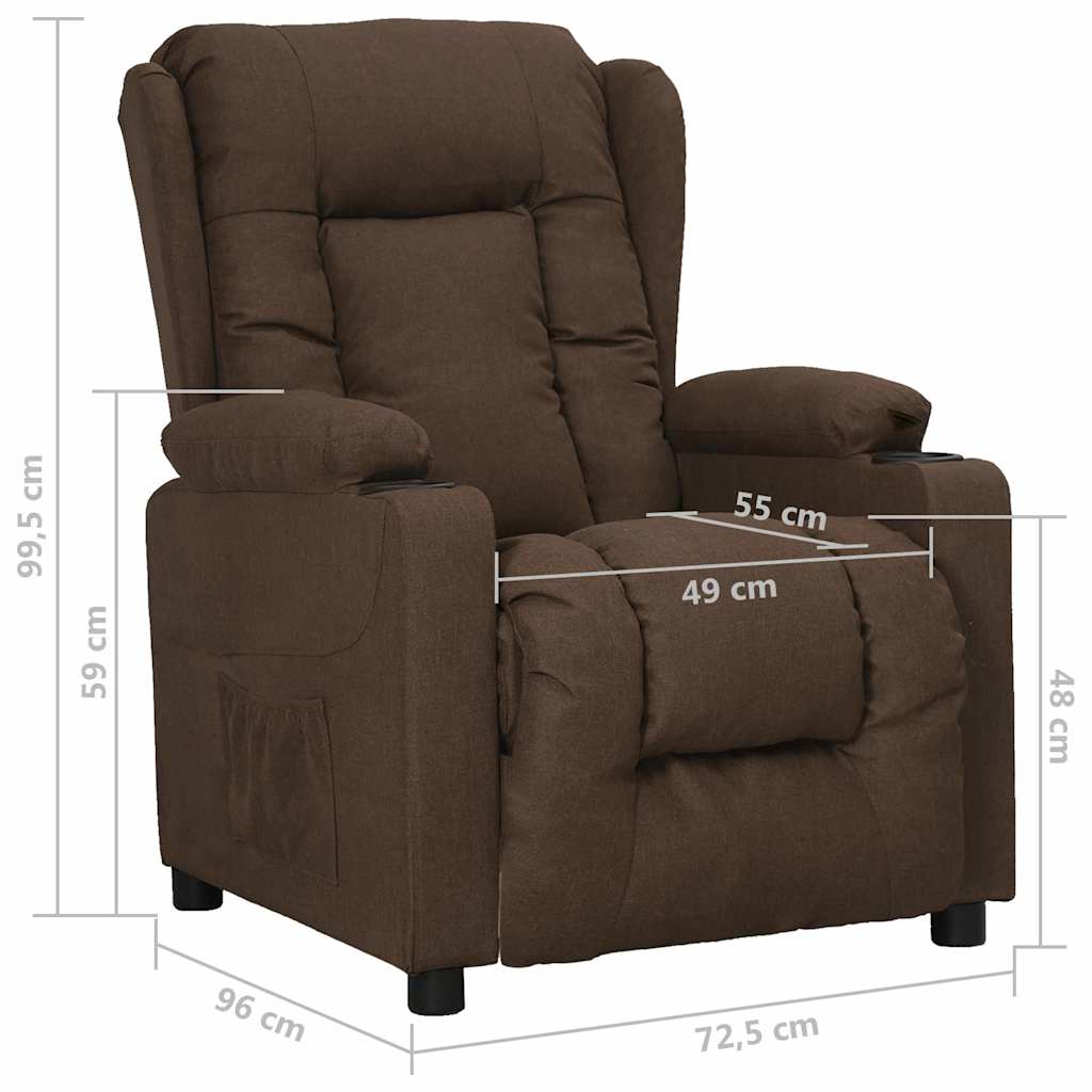 vidaXL Recliner Chair Brown Fabric