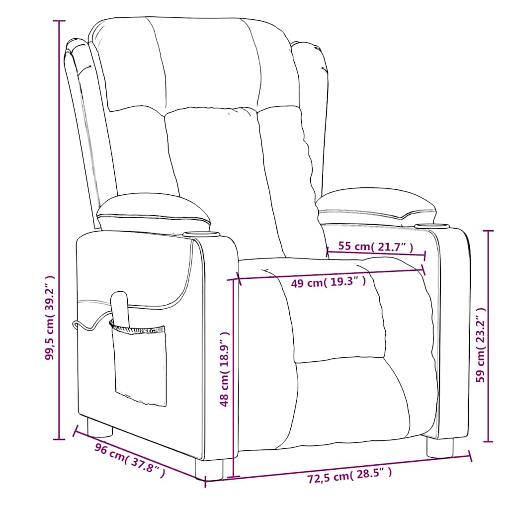 vidaXL Massage Chair Dark Grey Fabric