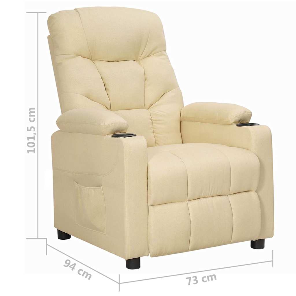 vidaXL Recliner Chair Cream Fabric