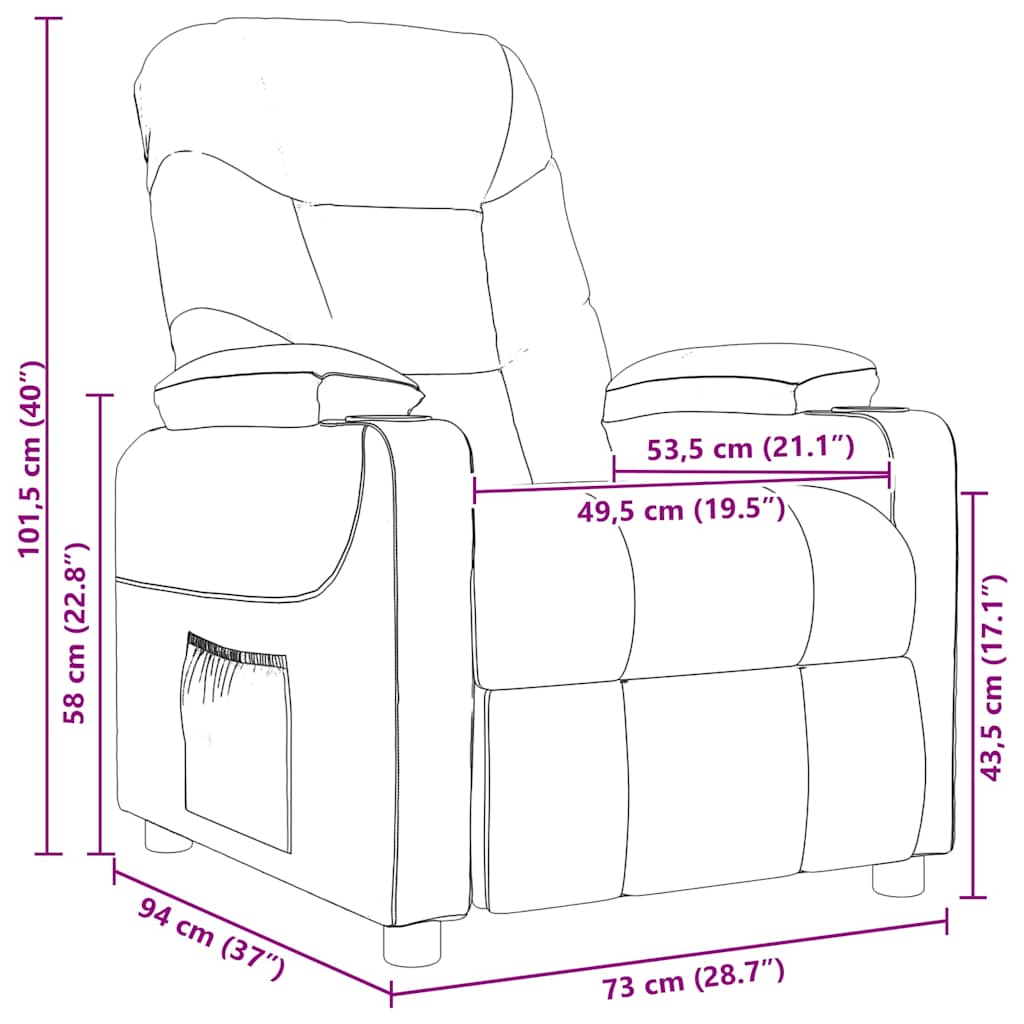 vidaXL Massage Chair Wine Red Fabric