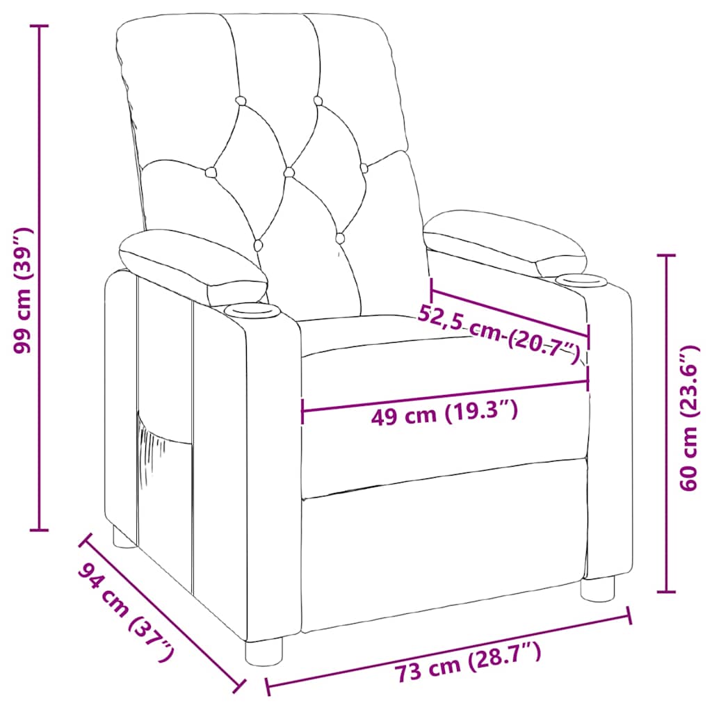 vidaXL Recliner Chair Dark Brown Fabric