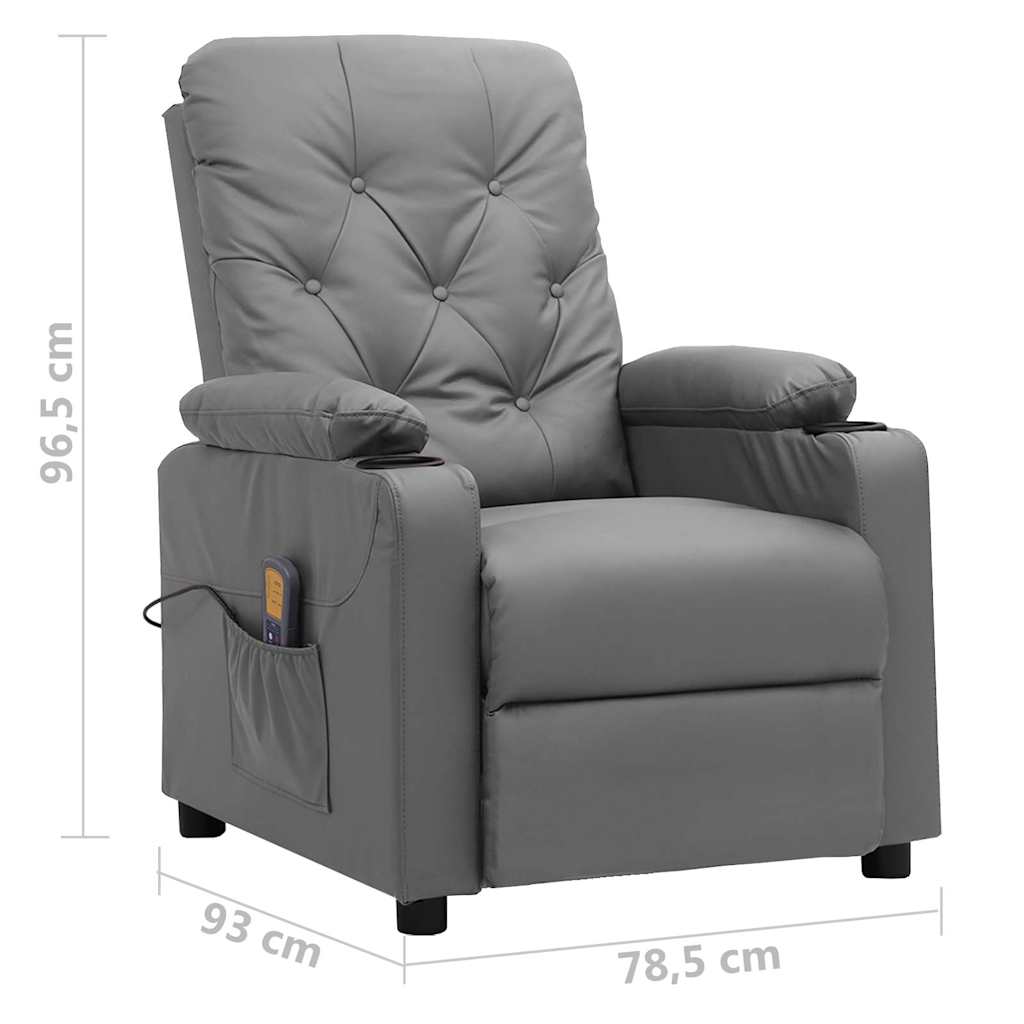 vidaXL Massage Chair Grey Faux Leather