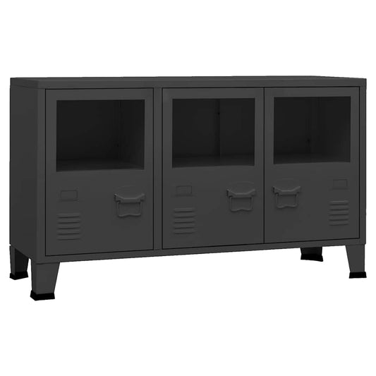 339608 vidaXL Industrial Sideboard Black 105x35x62 cm Metal and Glass