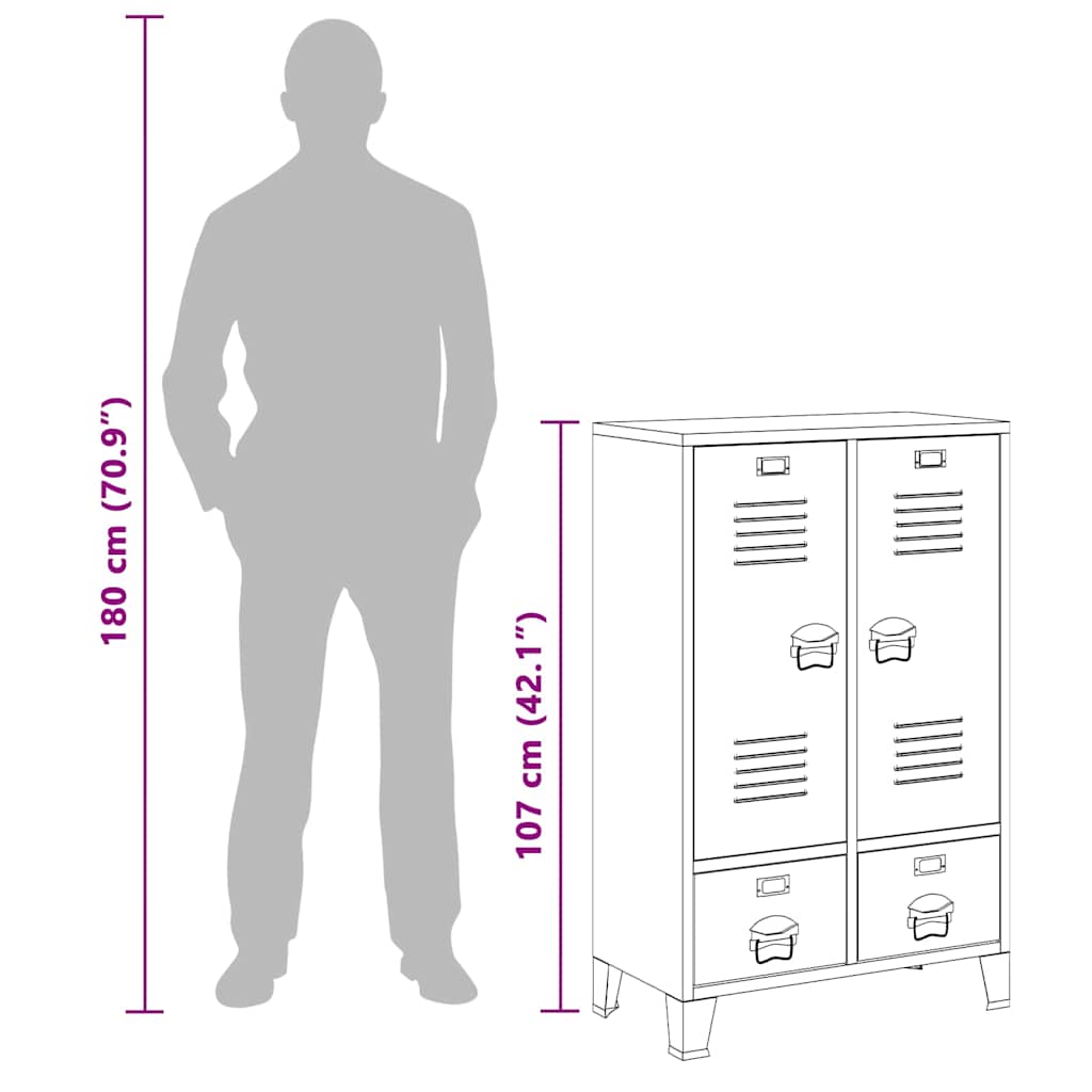 339612 vidaXL Industrial Wardrobe Anthracite 67x35x107 cm Steel