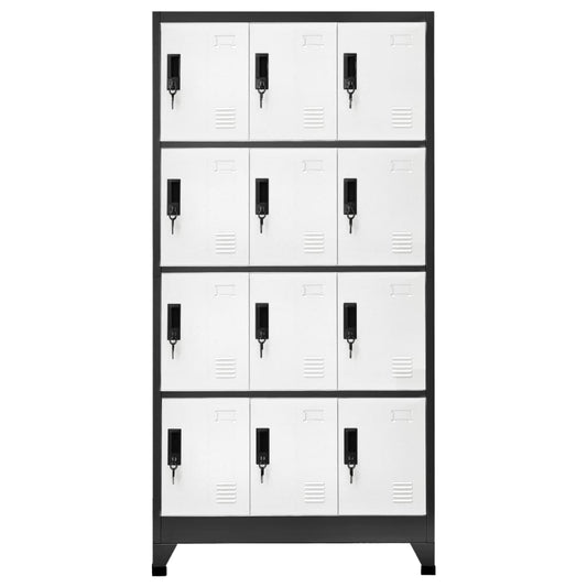 vidaXL Locker Cabinet Anthracite and White 90x45x180 cm Steel