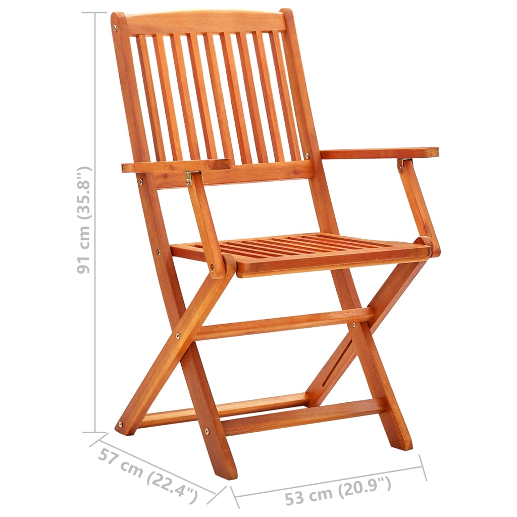 vidaXL Folding Garden Chairs 8 pcs Solid Eucalyptus Wood