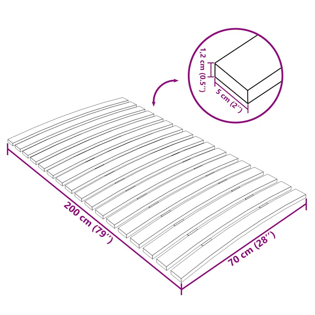 340070 vidaXL Bed Slats Replacement with 17 Slats 70x200 cm