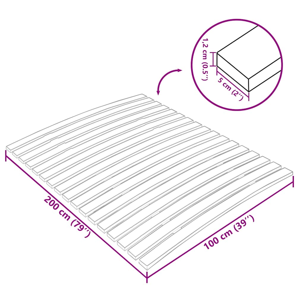 340073 vidaXL Bed Slats Replacement with 17 Slats 100x200 cm