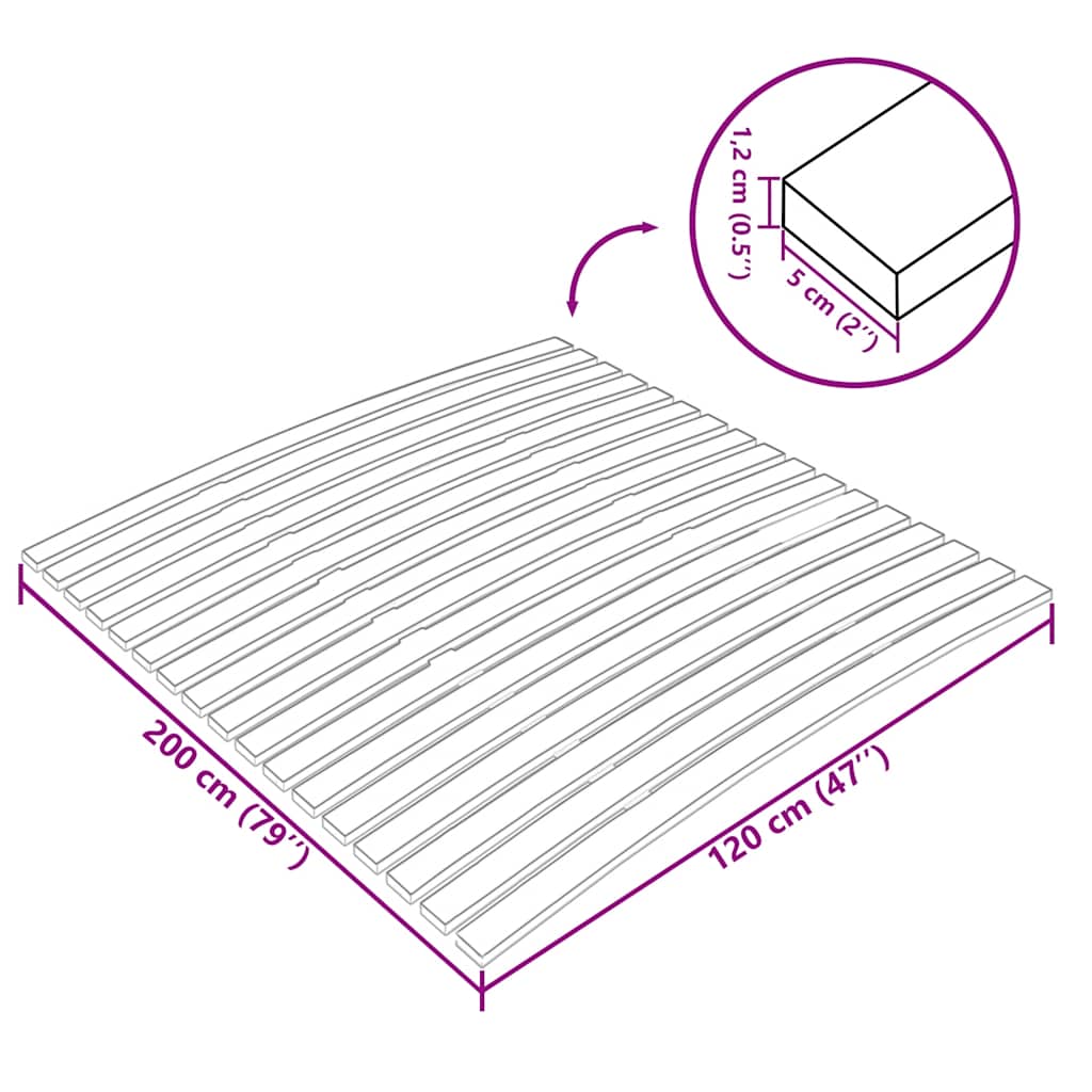 vidaXL Bed Slats Replacement with 17 Slats 120x200 cm