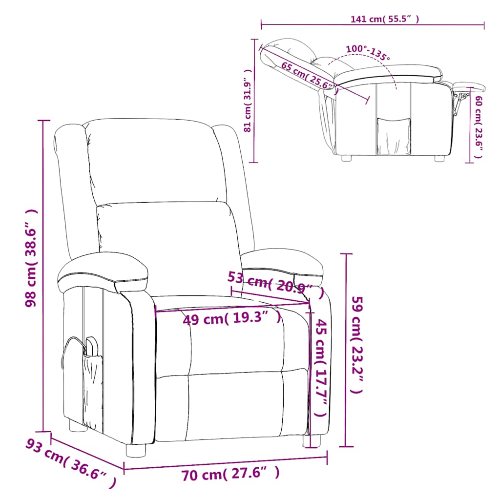 vidaXL Massage Chair Grey Faux Leather