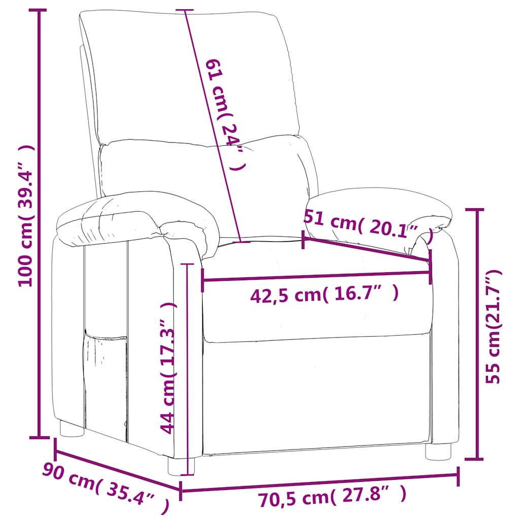 vidaXL Recliner Chair Dark Grey Fabric