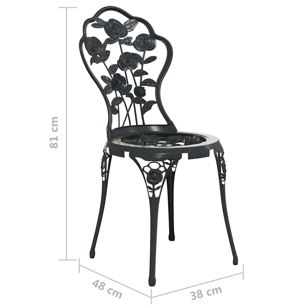 vidaXL Bistro Set | Black | Cast Aluminium, Cast Iron | Medium