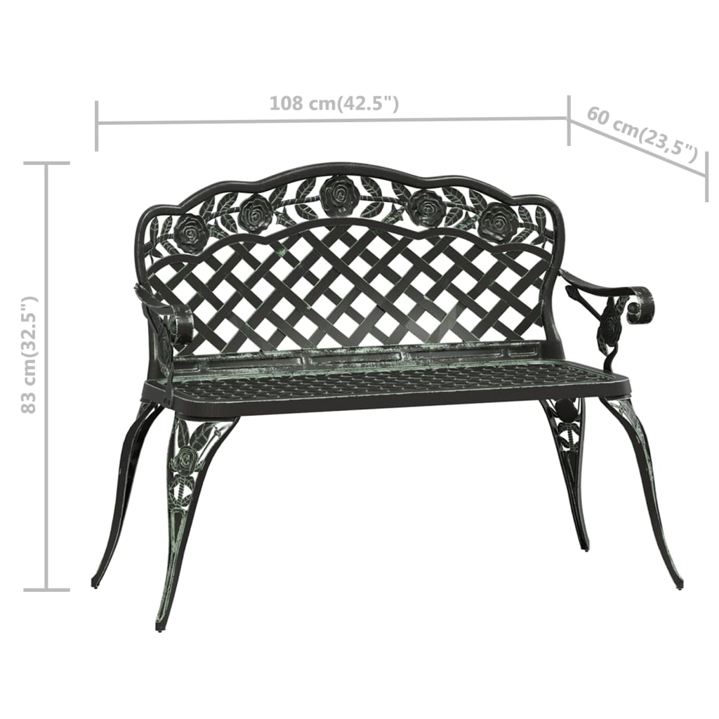 vidaXL Garden Bench | Green | Cast aluminium | Medium | Durable | Garden Bench