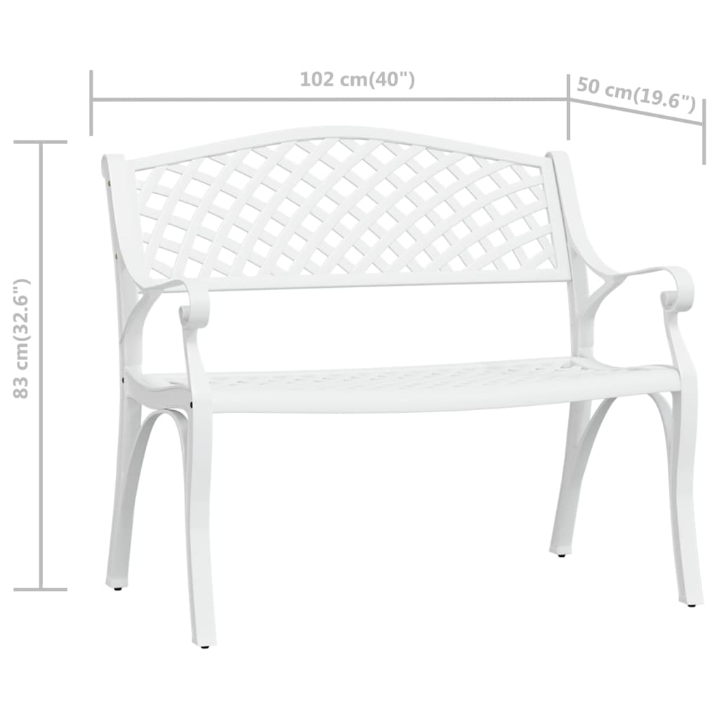 vidaXL Garden Bench | White | Cast Aluminium, Cast Iron | Medium | Durable