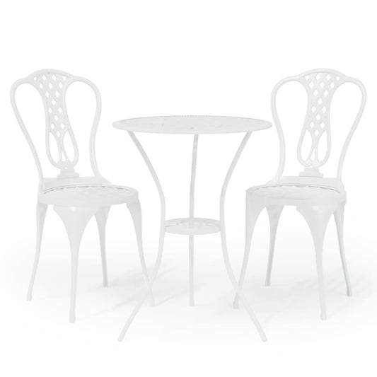 vidaXL Bistro Set | White | Cast aluminium | Small | Durable | Bistro Set