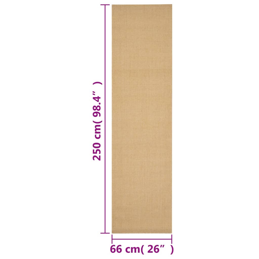 vidaXL Rug Natural Sisal 66x250 cm