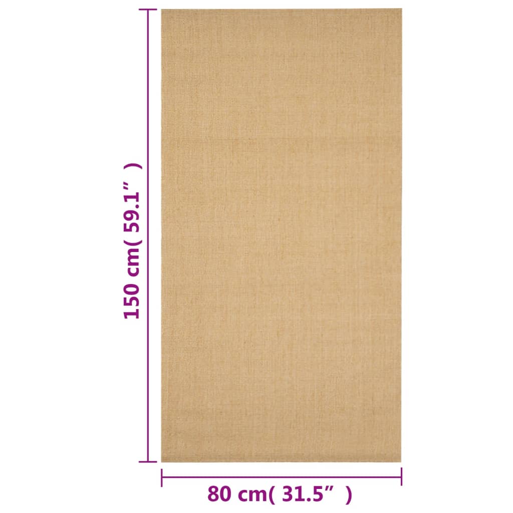 vidaXL Rug Natural Sisal 80x150 cm