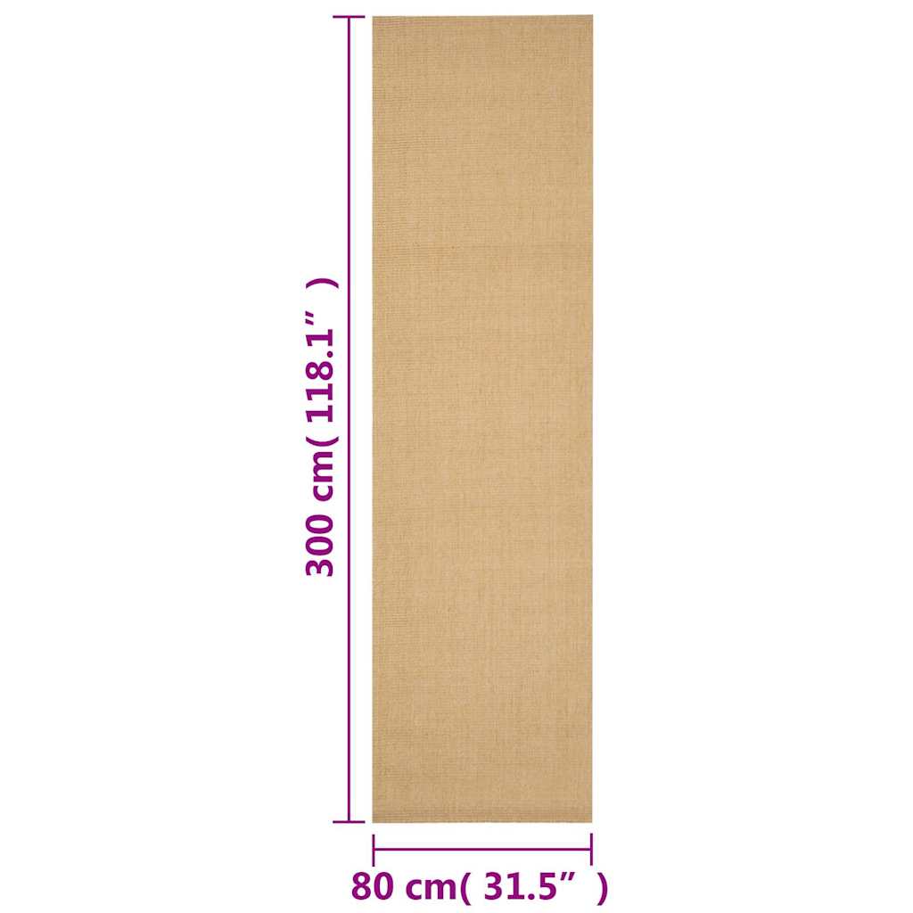 vidaXL Rug Natural Sisal 80x300 cm