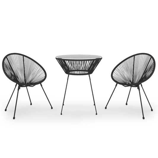 vidaXL Dining Set | Black | Round PVC Rattan | Decorative Inlays | Dining Set