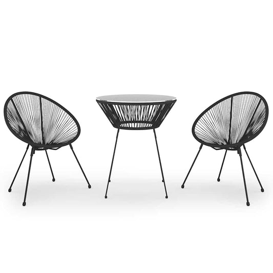 vidaXL 3 Piece Garden Dining Set Black