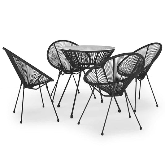 vidaXL 5 Piece Garden Dining Set Black