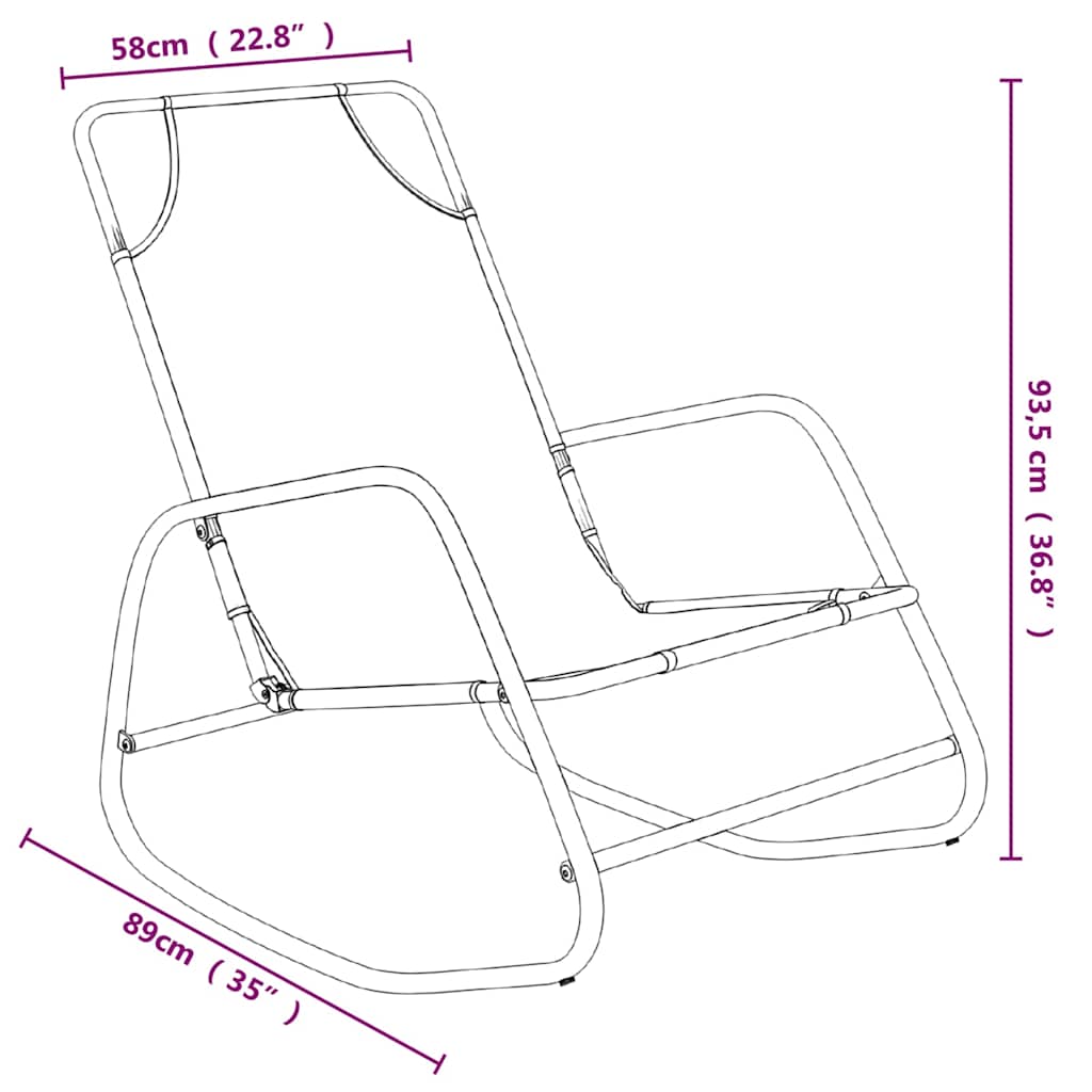 vidaXL Rocking Sun Loungers 2 pcs Grey Steel and Textilene
