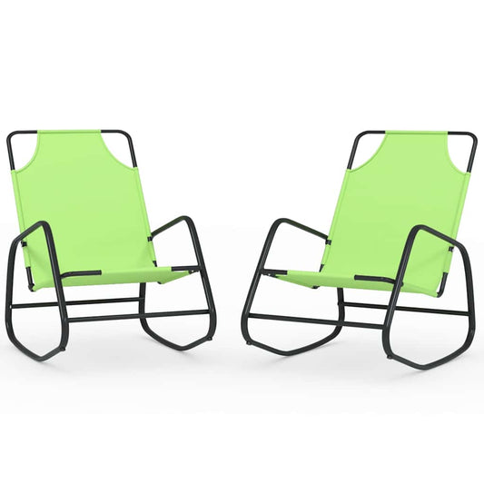 vidaXL Sun Lounger | Set of 2 | Green | Powder-coated steel, Textilene