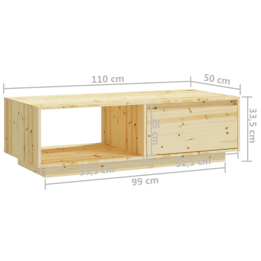 vidaXL Coffee Table 110x50x33.5 cm Solid Firwood