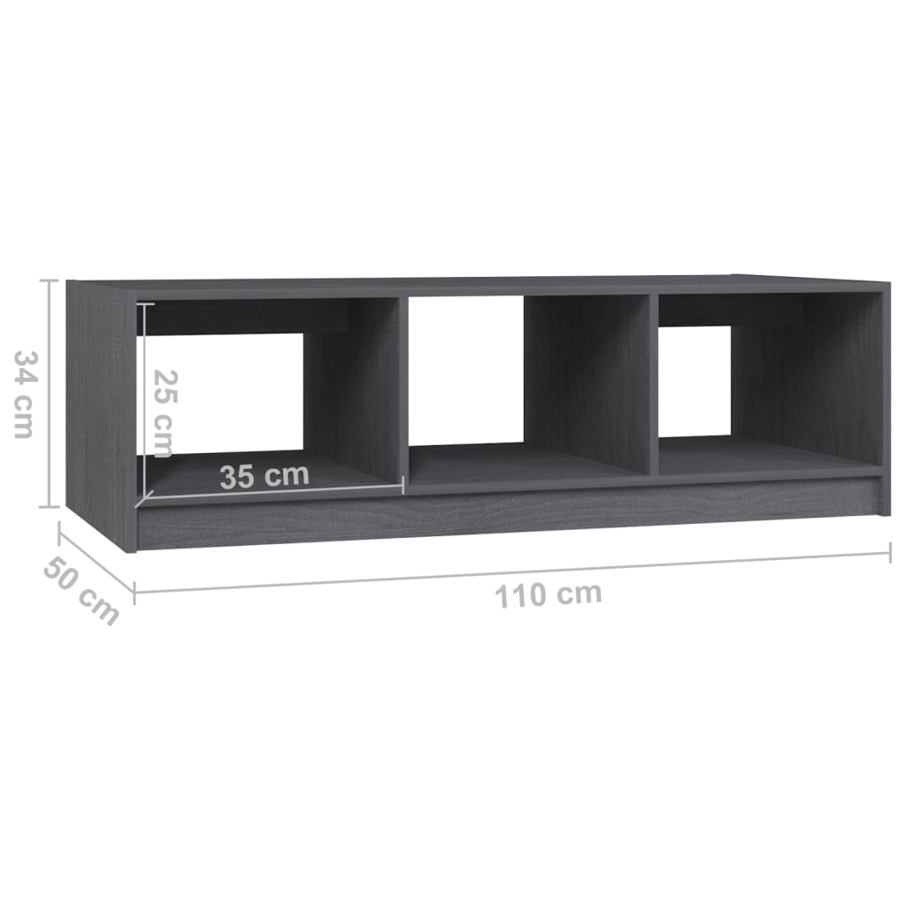 vidaXL Coffee Table Grey 110x50x34 cm Solid Pinewood