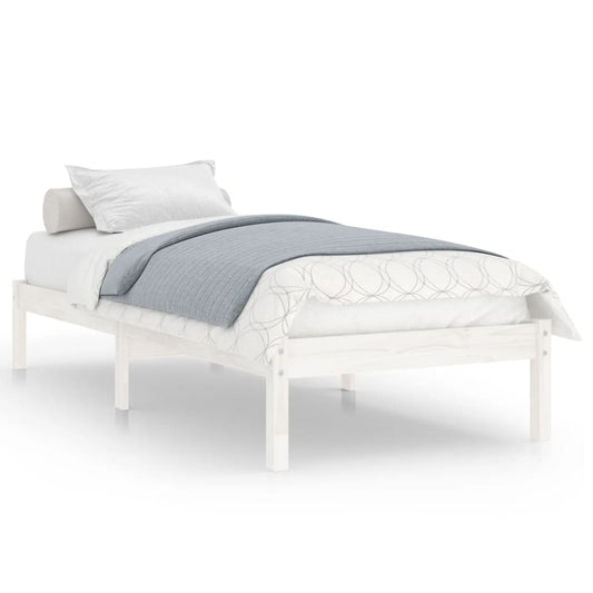 vidaXL Bed Frame | White | Solid Pine Wood | 90x190 cm | Bed Frame | Rectangular