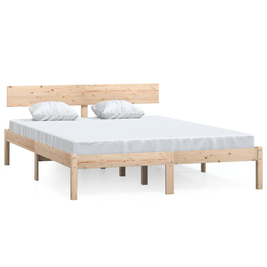 vidaXL Bed Frame | Natural Pine | Solid Pinewood | Double | Durable | Bed Frame