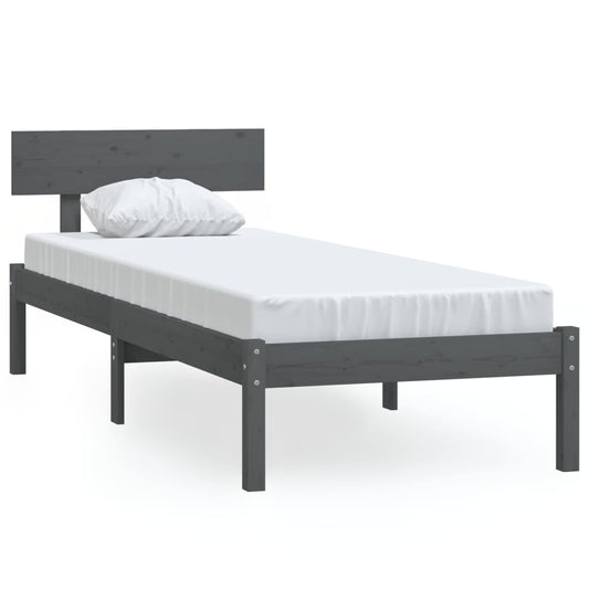vidaXL Bed Frame | Grey | Solid pine wood | Single | Classic/Traditional